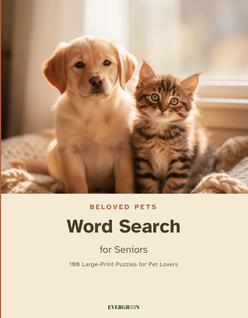 Cover — Large-Print Word Search for Seniors: Beloved Pets