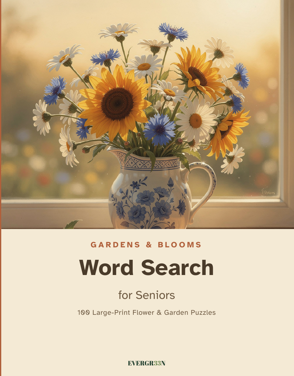 Cover — Large-Print Word Search for Seniors: Gardens & Blooms