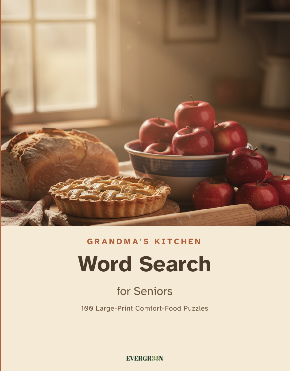 Cover — Large-Print Word Search for Seniors: Grandma's Kitchen