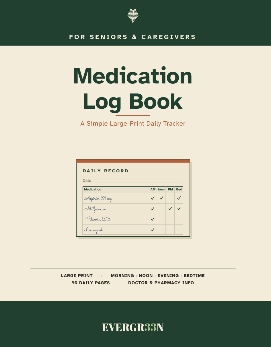 Cover — Large Print Medication Log Book for Seniors